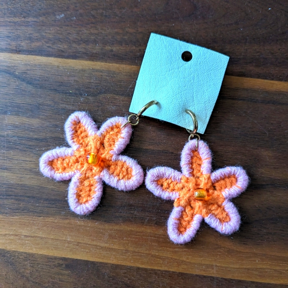Free people dahlia green crochet earrings NEW